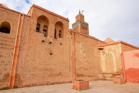 Koutoubia mosque with minaret, landmark of Marrakech, historic old town, Medina, UNESCO World
