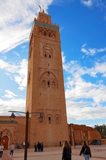 Minaret of the Koutoubia Mosque, landmark of Marrakech, historic old town, Medina, UNESCO World