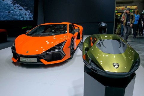 Press photo from left Lamborghini Revuelto plug-in hybrid super sports car with 1015 hp system