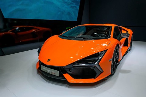 Press photo of Lamborghini Revuelto plug-in hybrid super sports car with 1015 hp system output