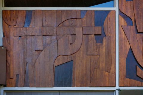 Exhibition hall in the cemetery of Großengstingen, art in the building by Anton Geiselhart, artist,