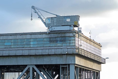 Old crane, old ship lift, Niederfinow, Brandenburg, Germany