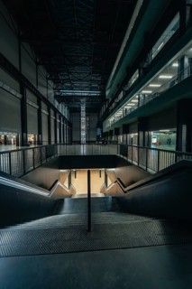 Modern staircase in an industrial building, Tate Modern of Art, Lodon, United Kingdom