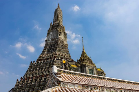 Pagodas and Chedi temple tower, Wat Arun Buddhist temple, Bangkok, Thailand's metropolis, Thailand