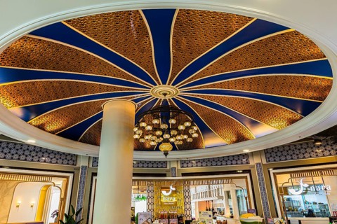 Themed shopping mall, ornate ceiling painting on the top floor, luxury shops, Terminal 21, Bangkok,