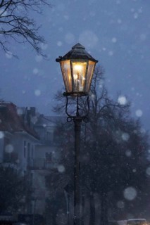 Street light in winter, snow, Germany