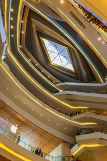 Skylight and various floors connected by escalators in Iconsiam Shopping Center, Bangkok,