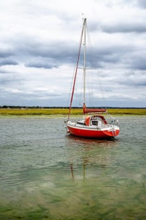 Boats and Marshes over Hurst Spit, Milford on Sea, Lymington, Hampshire, UK