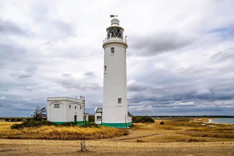 Hurst Point Lighthouse and Hurst Castle, Hurst Spit, Milford on Sea, Lymington, Hampshire, UK