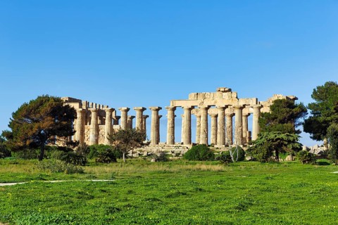 Temple E, Temple of Hera in the ancient Greek city of Selinunte, acropolis, Doric style,