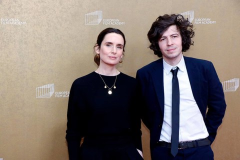 Sophie Mas and Ugo Bienvenu arriving at the European Film Awards at the House of World Cultures in