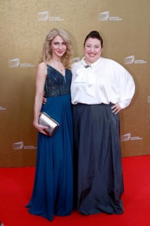Meltem Kaptan and Derya Kaptan arriving for the European Film Awards at the House of World Cultures
