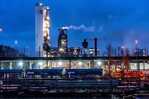 Hüttenwerke Krupp-Mannesmann, HKM in Duisburg, blast furnace A, marshalling yard, with freight