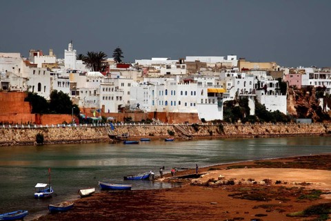 Picturesque view of Azemmour town with river and small boats, Azemmour, Casablanca-Settat region,