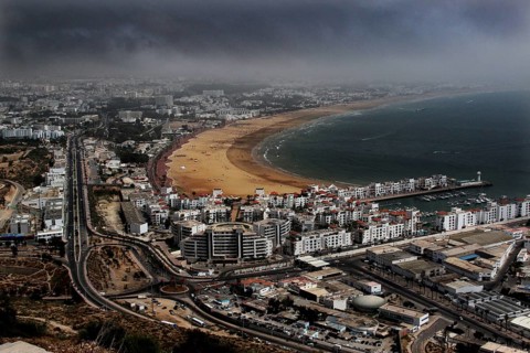 Panoramic view of Agadir coast from the Kasbah, Agadir, Kasbah, Morocco