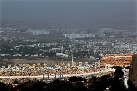 View of Agadir with the Kasbah and a large parking lot in the foreground, Agadir, Souss-Massa
