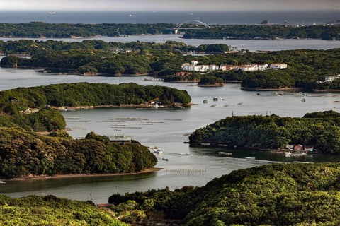 Ago Bay with numerous small islands and calm water, zero