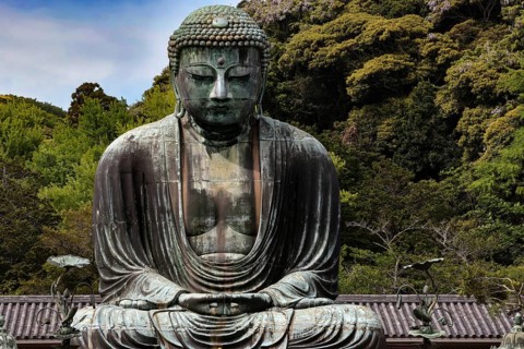 The imposing bronze statue of the Big Buddha at Kotokuin Temple in Kamakura, Kamakura, Kanagawa,