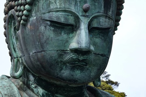 Close-up of the Big Buddha in Kotokuin Temple, Kamakura, Kamakura, Kanagawa, Japan