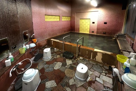 Traditional bath at Daymaruya Ryokan in Yamanouchi, Yamanouchi, Japan