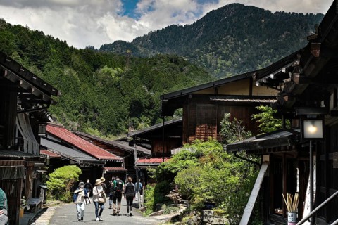 Traditional village of Tsumago with picturesque wooden houses in the mountains of Japan, zero