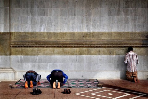 Believers pray near Medihnelm church in Addis Ababa, Addis Ababa, null, Ethiopia