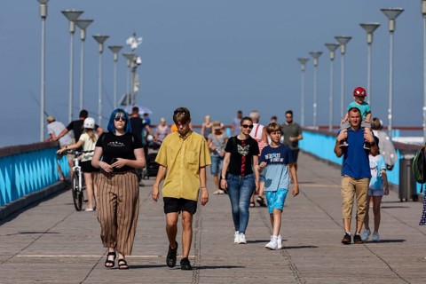 People on the Palanga pier, summer atmosphere with sea view, Palanga, zero, Lithuania