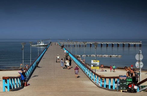 Extensive pier on Palanga beach in peaceful marine environment, Palanga, Klaipeda County, Lithuania