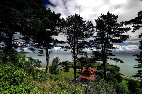 View of Thomas Mann's house in Nida with a view of the coast from Mother-in-Law Mountain, Nida,