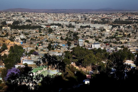 Panoramic view of a dense urban landscape, Mekele, Ethiopia