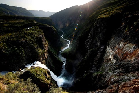 Breathtaking view of Vøringsfossen Waterfall in Måbødal, Eidfjord, null, Norway