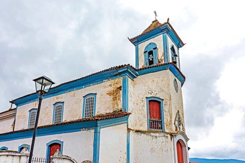 Clouds over an old Baroque church in the historic city of Mariana, Minas Gerais, Mariana, Minas