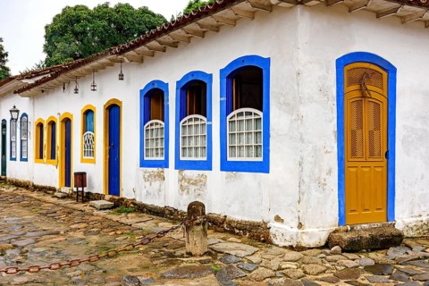 Typical colonial architecture of the historic city of Paraty in Rio de Janeiro, Paraty, Rio de