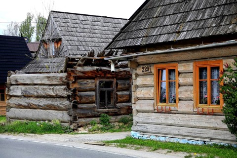 Traditional wooden houses in the village of Chocholow, Podhale-style wooden architecture, listed by