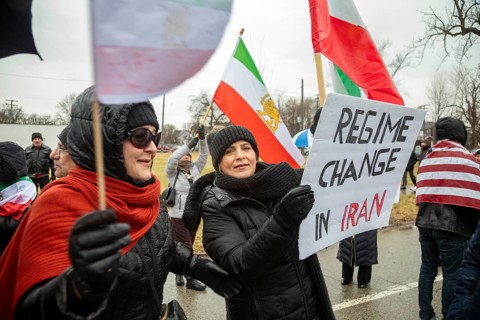 Detroit, Michigan USA - 13 January 2026 - Supporters of regime change in Iran joined protests