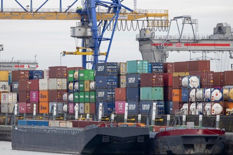 The port of Mannheim, Baden-Württemberg. It is considered one of the most important inland ports in