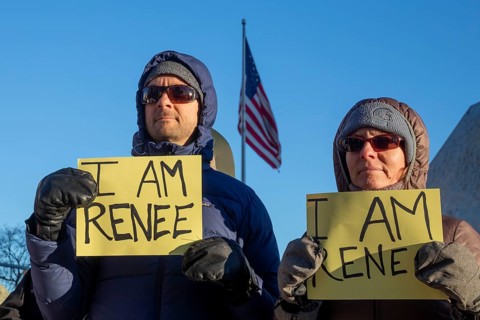 Detroit, Michigan USA - 11 January 2026 - A protest organized by Indivisible Michigan protested the