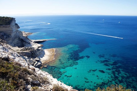 Bonifacio coast on the Mediterranean Sea, Corse-du-Sud department, Corsica, France