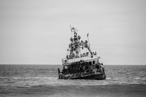 Zeila shipwreck on the Skeleton Coast, Dorob National Park, Namibia