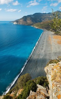 Black pebble beach Plage de Nonza or Plage Negro, Cap Corse, Haute-Corse Department, Corsica,