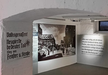Historic air raid shelter, memorial and exhibition, Düsseldorf, North Rhine-Westphalia, Germany