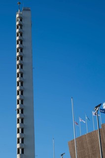 Tower with external staircase, Olympic Stadium, architects Yrjö Lindegren and Toivo Jäntti,