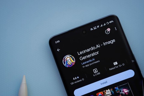 Dhaka, Bangladesh- 29 May 2025: On a blue surface, a smartphone displays the Leonardo AI app within