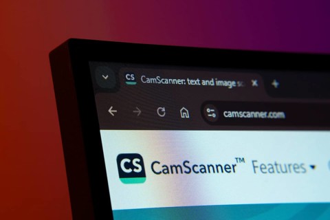 Dhaka, Bangladesh- 02 June 2025: Close-up of a computer screen displaying the CamScanner web