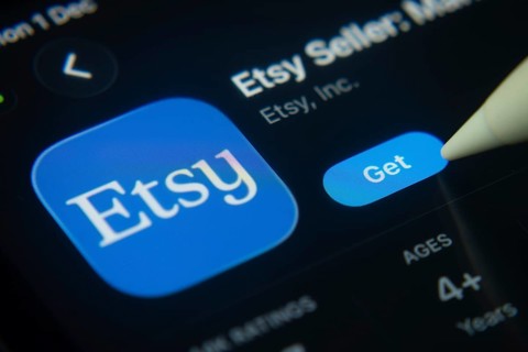 Dhaka, Bangladesh- 01 Dec 2025: A close-up of the Etsy Seller app icon in the App Store on an iPad