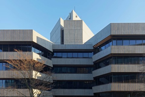 Rank-Xerox House, Brutalist office building, exposed concrete façade, Hentrich, Petschnigg und