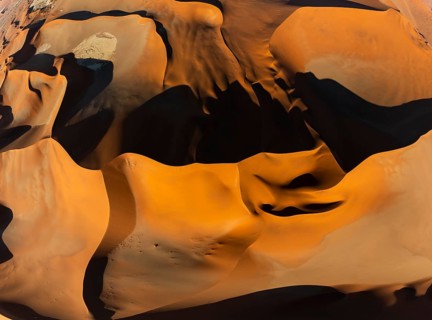 Aerial view, Dramatic sand dunes in the Namib Desert, Namib Naukluft Park, Namibia