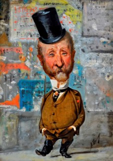 Caricature by Angiolo Tricca, 1875, Carlo Lorenzini, 1826 – 1890, better known by the pen name