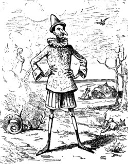 Front cover of the first edition 1883 by Enrico Mazzanti, fairy tale novel The Adventures of