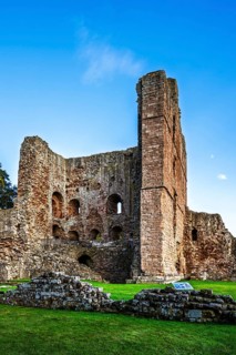 Ruins of Norham Castle and River Tweed, Norham, Northumberland, England, United Kingdom